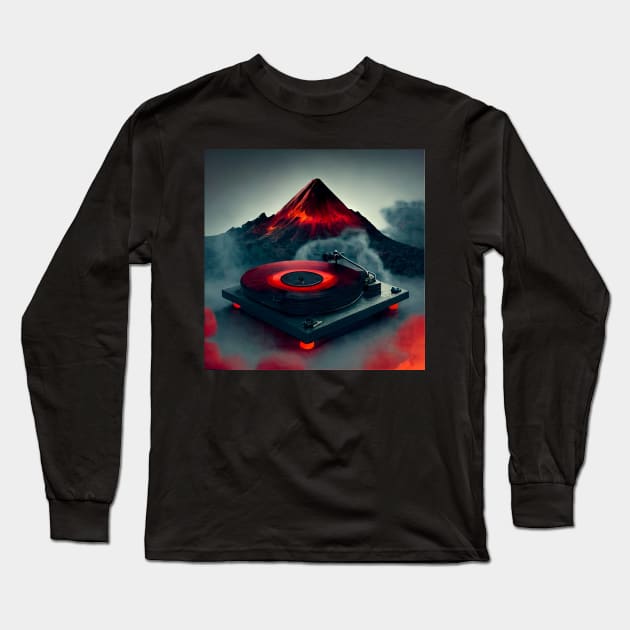 Turntable Under a Volcano Long Sleeve T-Shirt by AI studio